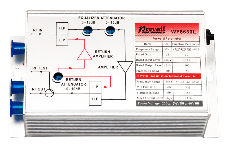 Bidirectional, 860MHz, EQ/ATT adjustment: WF8630L